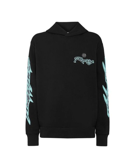 Philipp Plein Hoodies & Sweatvesten ,Zwart ,Katoen Hoodie Sweatshirt Ls Racing Club in het Black voor heren