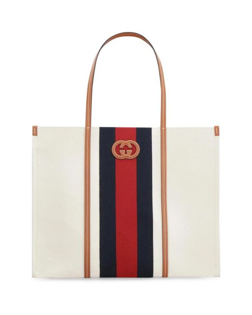 Gucci Canvas Web Interlocking G Tote Bag in het Red