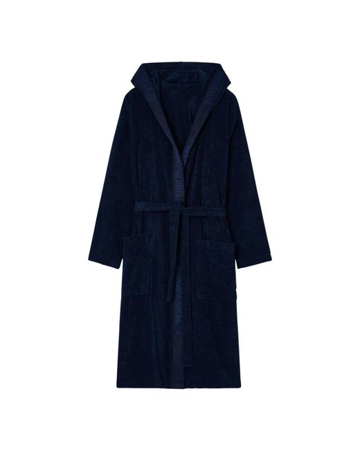 Emporio Armani Blauwe Katoenen Badjas Met Capuchon in het Blue voor heren