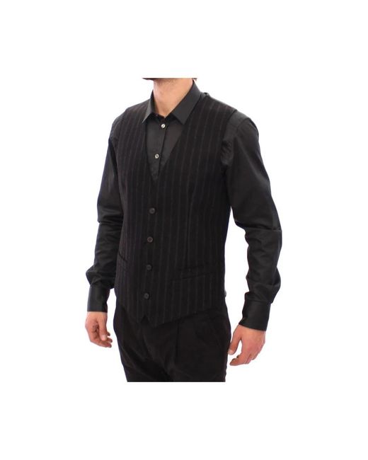 Dolce & Gabbana Black Waistcoats for men