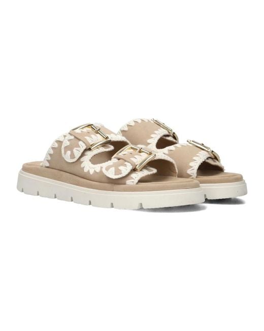 Maruti Schoenen ,Suède Suède Chunky Sole Slippers in het Metallic