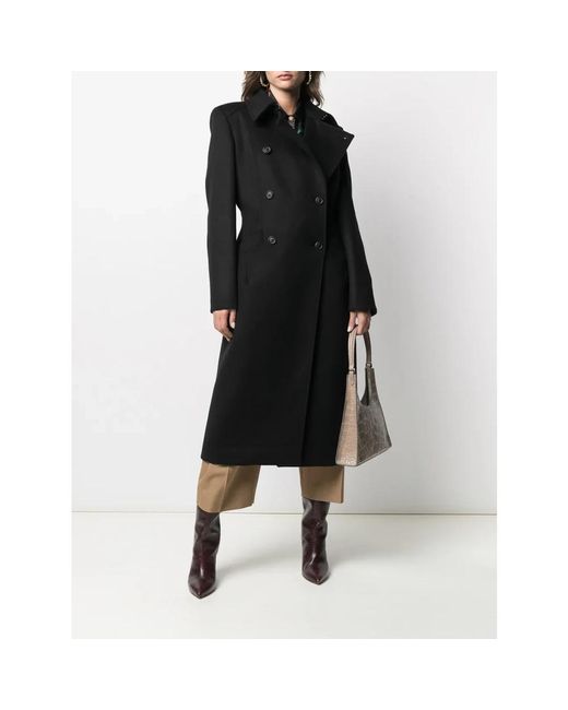 Alberta Ferretti Double-Breasted Coat in het Black