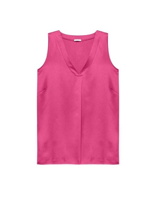 FIORELLA RUBINO Pink Top mit satin-vorderseite und jersey-rückseite