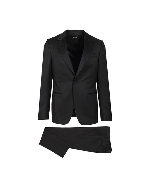 Zegna Black Single Breasted Suits for men