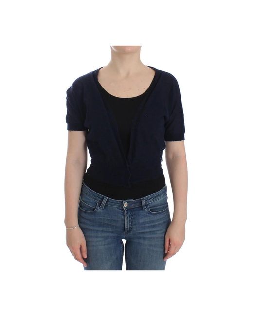 Ermanno Scervino Truien & Vesten ,Blauw ,Wol Cropped Sweater in het Black