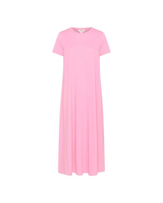 Soaked In Luxury Pink Rosebloom Kleid Mit Kurzen Ärmeln