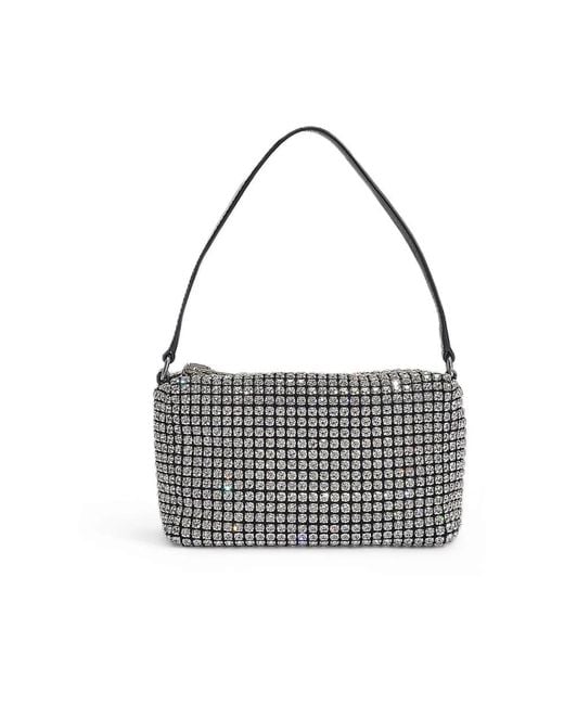 Alexander Wang Black Mesh Graue Strass-Tasche Mit Top-Griff