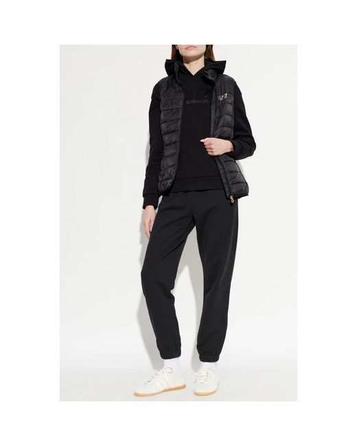EA7 Hoodies & Sweatvesten ,Zwart ,Katoen Logo Series Hooded Sweatshirt in het Black