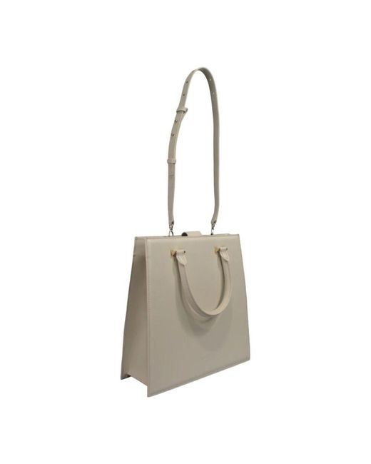 Patrizia Pepe Gray Lederhandtasche Mit Frontlogo