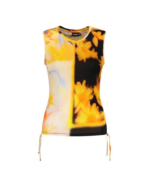 Desigual Yellow Sleeveless Tops