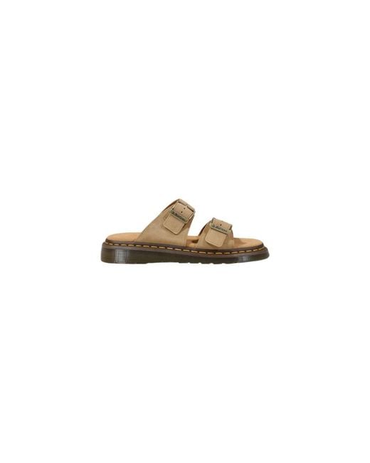 Dr. Martens Metallic Beige Leather Flat Sandals for men