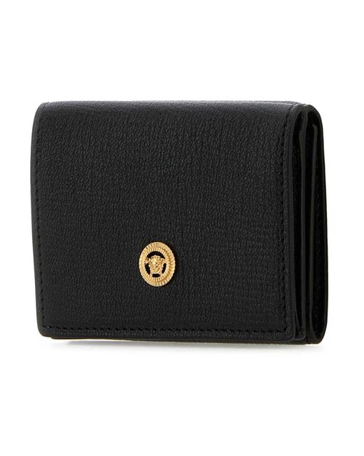 Versace Accessoires ,Zwart ,Stijlvol Zwart Leren Portemonnee in het Black voor heren