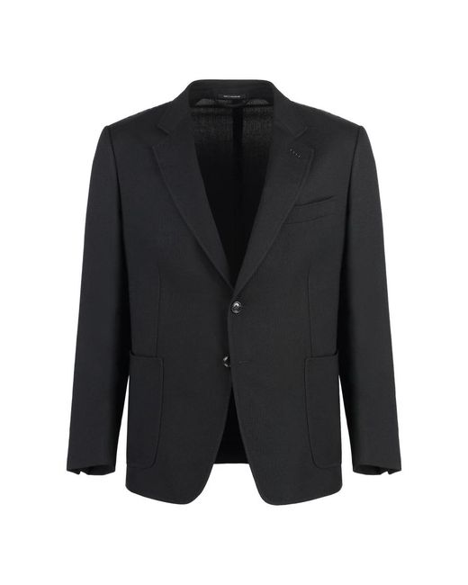 Tom Ford Jassen ,Zwart ,Wol Wollen Reverskraag Jas in het Black voor heren