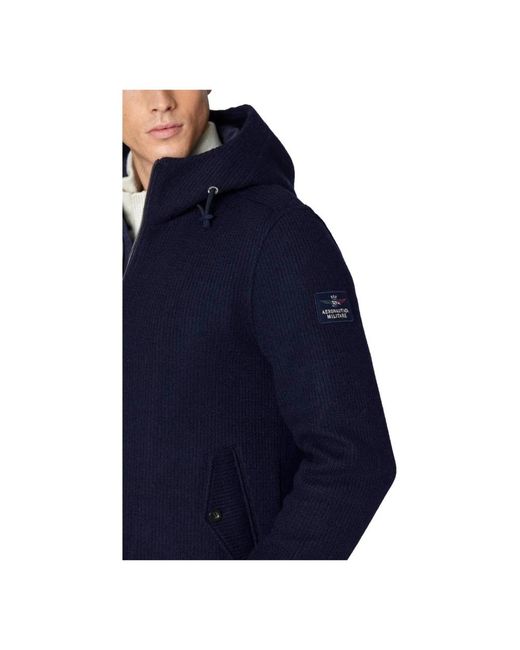 Aeronautica Militare Blau gerippte gestrickte wollmischungsjacke in Blue für Herren
