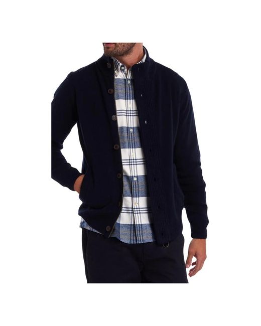 Barbour Essential Elbow-Patch Cardigan in het Blue voor heren
