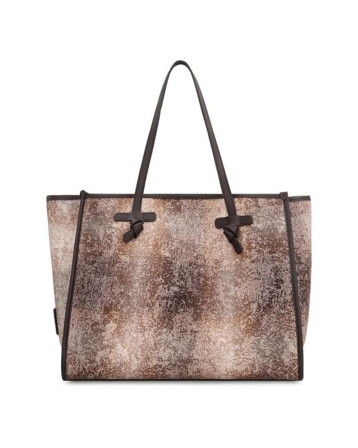 Gianni Chiarini Brown Canvas-Tasche Mit Lederdetails