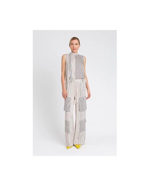 Wide Trousers Twinset de color Gray