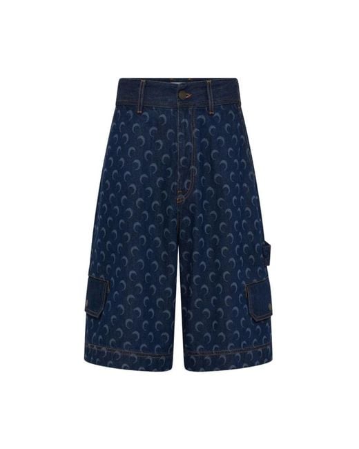 MARINE SERRE Blue Denim Shorts for men