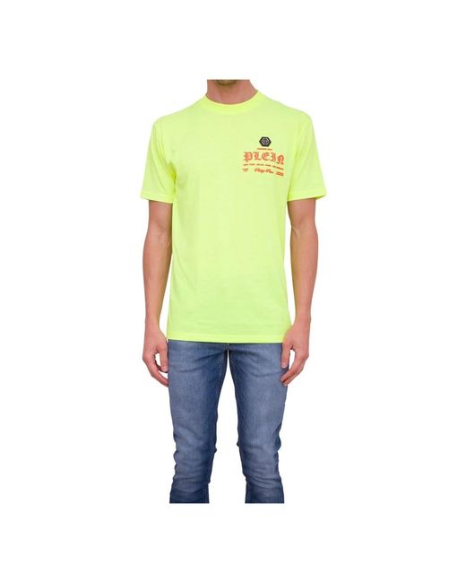 Philipp Plein Rundhals t-shirt in gelb in Green für Herren