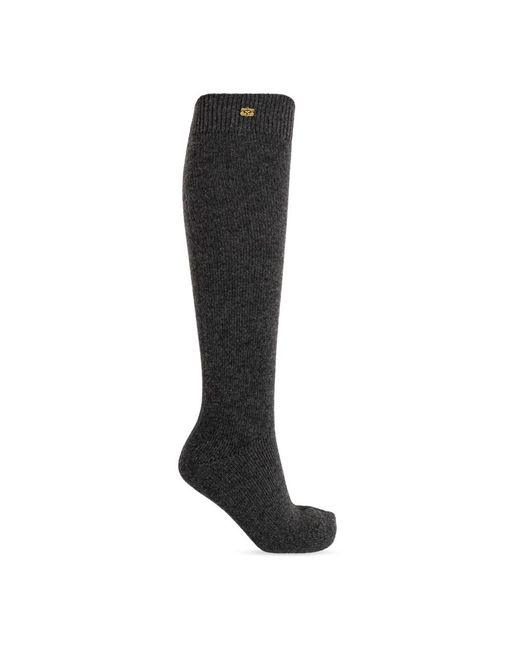 Ganni Ondergoed ,Grijs ,Wol Wool Mix Socks in het Black