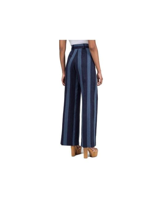 Wide Trousers Tommy Hilfiger de color Blue