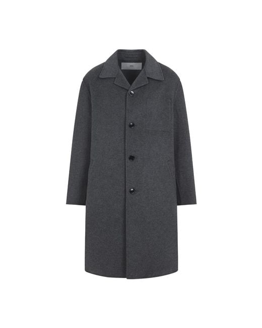 AMI Gray Single-Breasted Coats for men