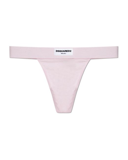 DSquared² Pink Logo Patch Thong
