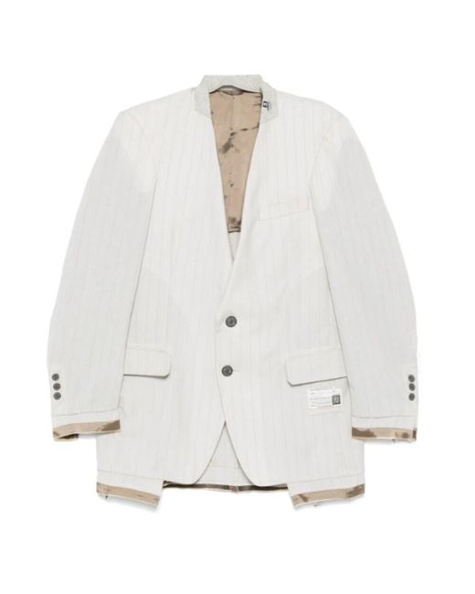 Maison Mihara Yasuhiro White Weiße wolljacke mit kreidestreifen