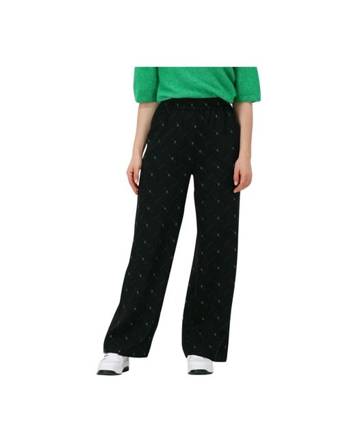 Gestuz Broeken ,Zwart ,Polyester Wijde Pijpen Zwarte Broek Hannie in het Black