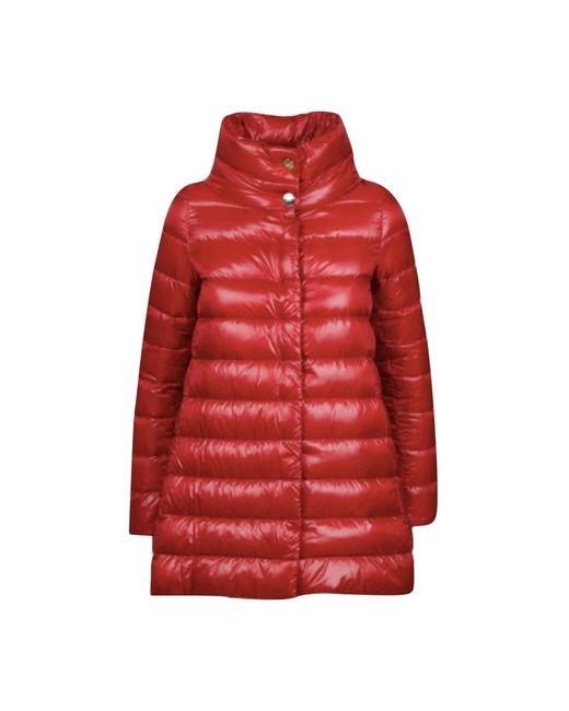 Herno Jassen ,Rood ,Nylon Amelia Ultralight Donsjas A Vorm in het Red