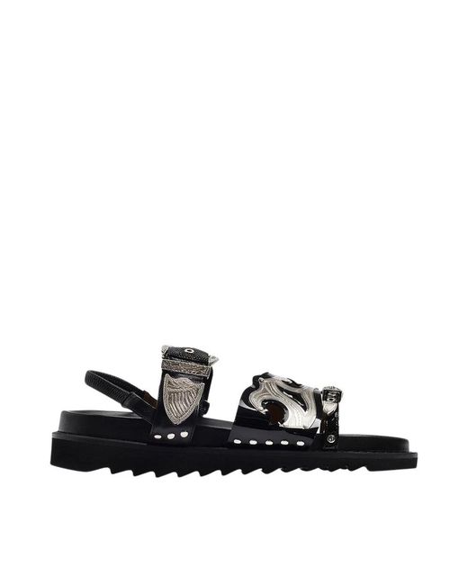 Toga Black Flat Sandals