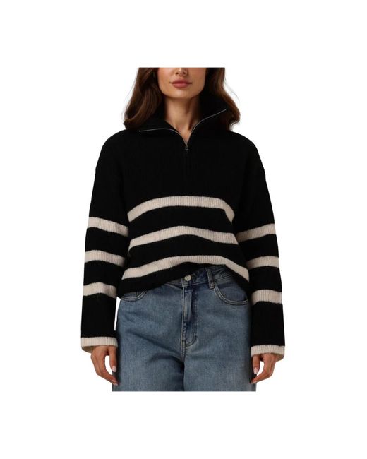 SELECTED Truien & Vesten ,Zwart ,Wol Zwarte Merinowol Halve Rits Trui in het Black