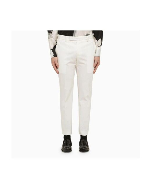PT01 White Cropped Trousers for men
