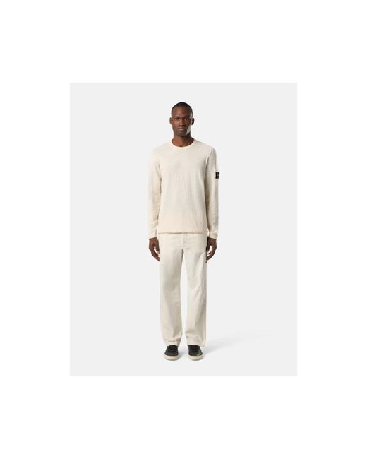 Stone Island White Round-Neck Knitwear for men