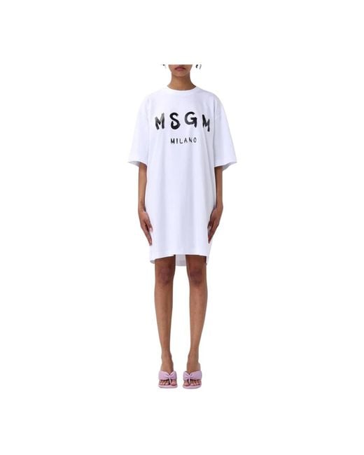 MSGM White Short Dresses