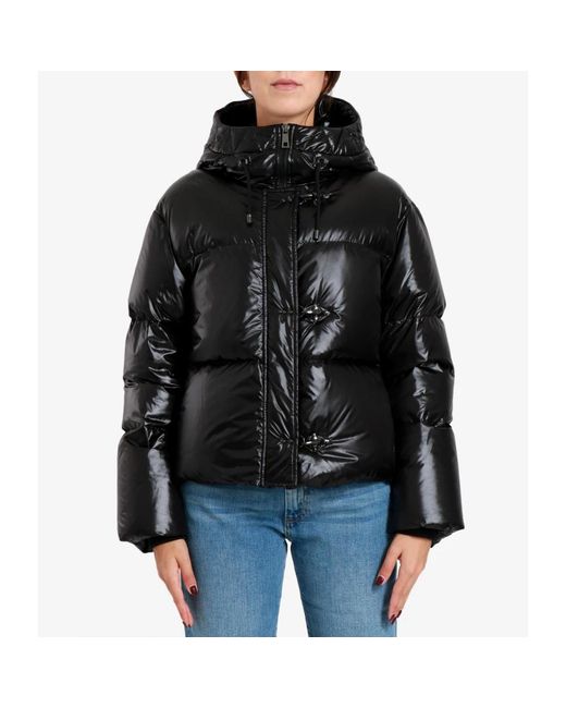 Fay Jassen ,Zwart ,3 Hooks + Hood Down Jacket in het Black