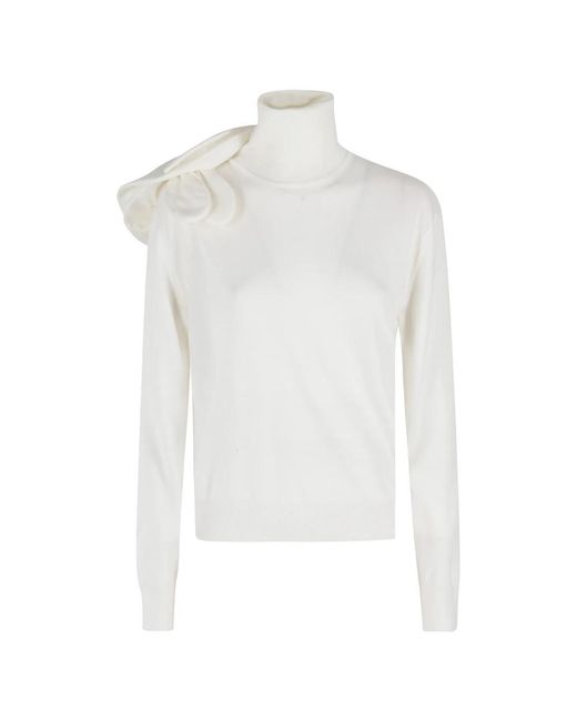 Moschino Truien & Vesten ,Wit ,Wol 3D Flower Sweater in het White