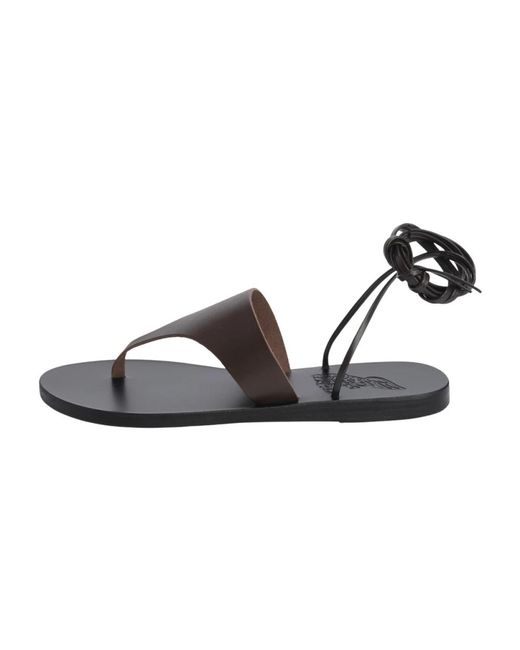 Ancient Greek Sandals Black Flat Sandals