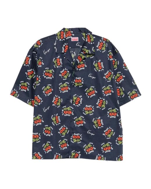 KENZO Blue Short Sleeve Shirts for men