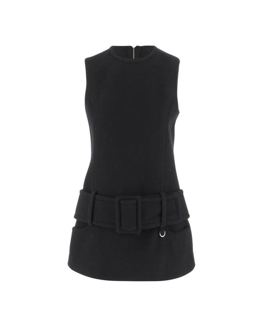 Patou Kleedjes ,Zwart ,Wol Zwarte Wollen Mini Jurk Met Riem in het Black