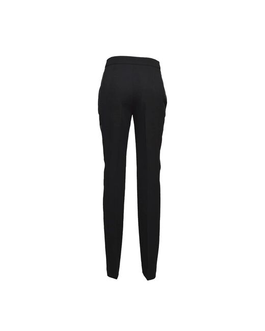 Moschino Black Virgin Wool Tailored Trousers With Satin Band