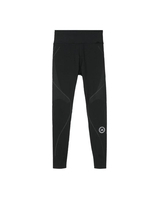 Pantalones negros de talle alto con estampado de rayas Adidas By Stella McCartney de color Black