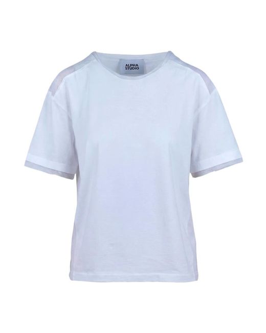 Alpha Studio Tops ,Wit ,T-Shirts in het Blue