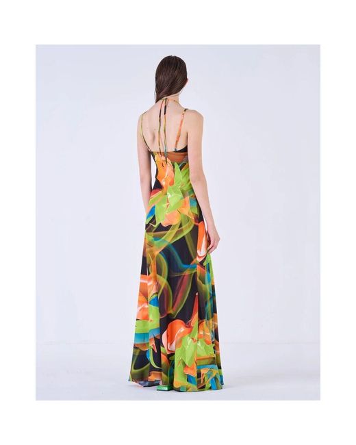 Silvian Heach Multicolor Bedrucktes langes kleid
