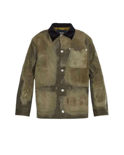 Zadig & Voltaire Jassen ,Groen ,Katoen Vintage-Effect Jas in het Green voor heren