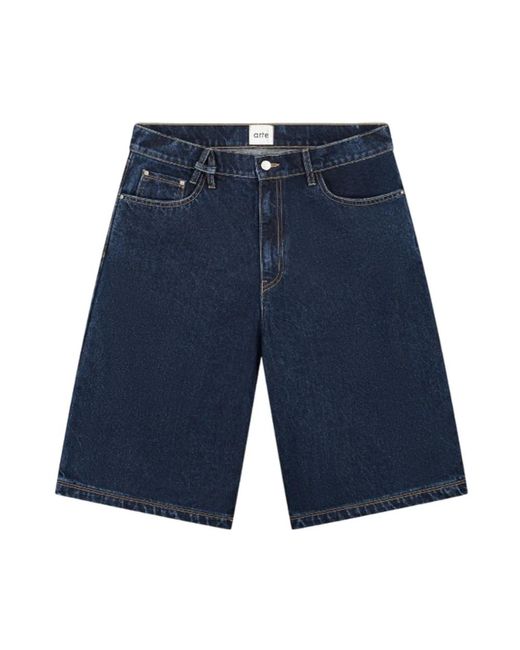 Arte' Katoenen Bermuda Shorts Met Riemdetail in het Blue voor heren