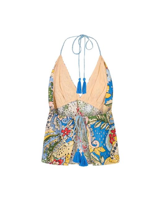 Alice + Olivia Blue Sleeveless Tops