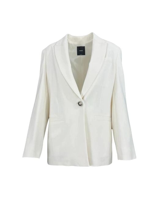 Pinko Low-Cut V-Neck Buttoned Blazer in het White