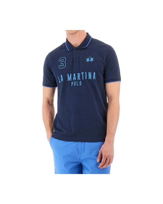 La Martina Blue Polo Shirts for men