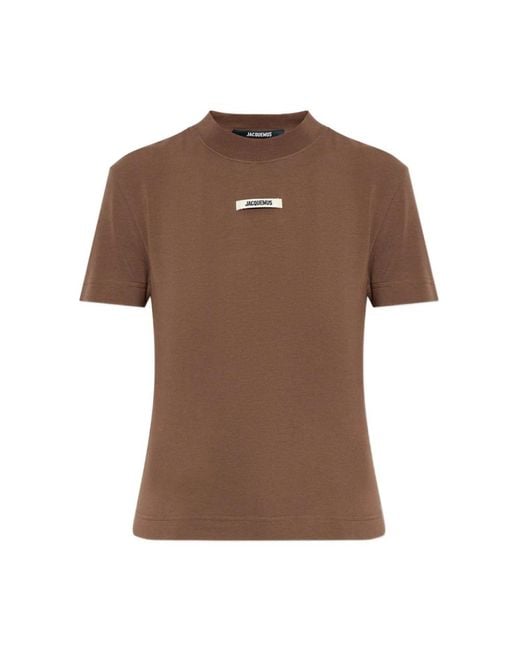 Jacquemus T-Shirt Met Logopatch in het Brown